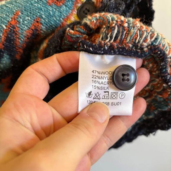 Aztec Sweater Vest Womens Size L /XL Multicolor Button Up Wool Blend - Picture 5 of 7